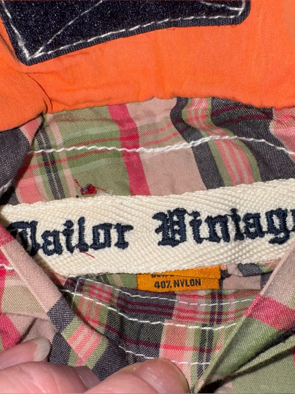 Tailor Vintage Mens Swim Trunks Medium Reversible Orange Green Plaid Drawstring